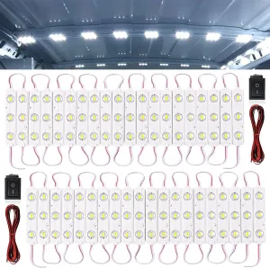 120 LED 12V Car Lights Interior, LED Light Strip Van Interior Lights Kits LED Module Lights, Super Bright Ceiling Lamp for Car Atuo Truck Cargo Camper Van RV Boat Trailer (40 Modules, White)