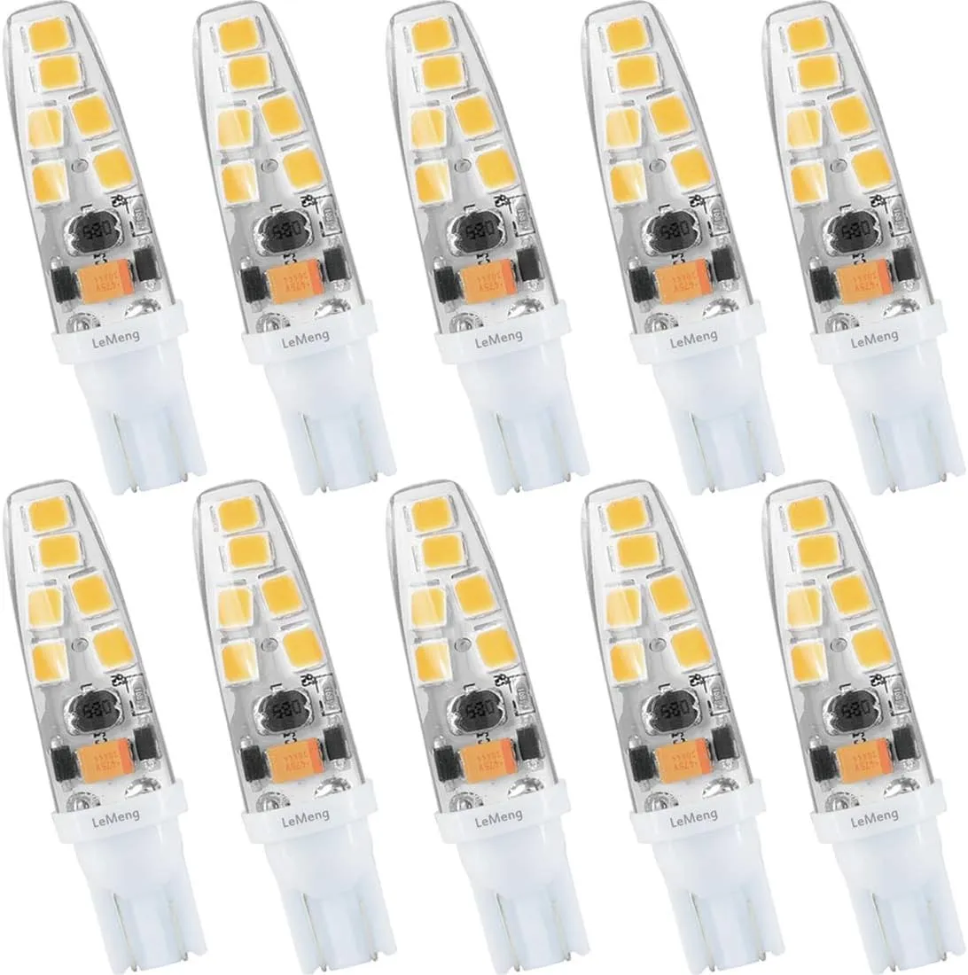 15watt T10 Wedge Base Led Light Bulb 2W 180lm,3000K Warm White,ac/dc12V for Outdoor Landscape RV Camper Marine Boat Dome Lighting-10 Pack
