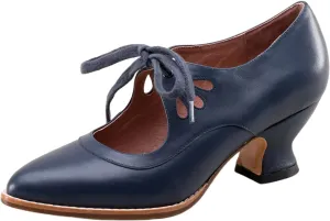 1920S Shoe for Women Vintage Mary Janes Lace Up Bridal Shoes Closed Toe Dress Shoe Chunky Heel Pumps Wedding Shoes