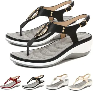2023 Summer Soft Footbed Orthopedic Sandals,Women's Arch Support Casual Slope Heel Beach Slippers Comfortable Flip Flops