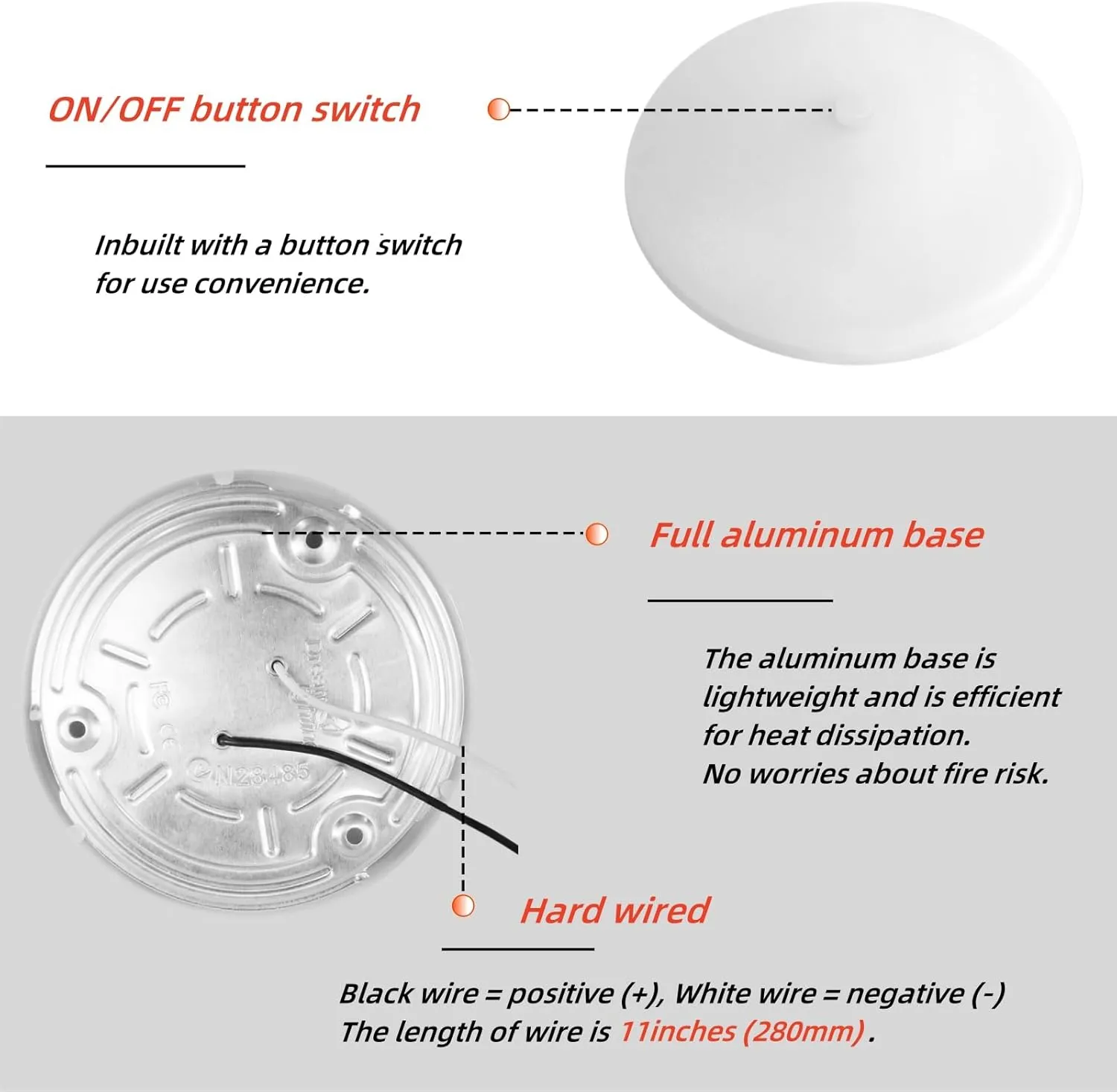 3.5inch 12 Volt RV LED Lights Interior Ceiling Light with Switch Under Cabinet Lights for RV Trailer Boat 3500K Soft White Lighting, 3.7watt 250lumens Set of 4