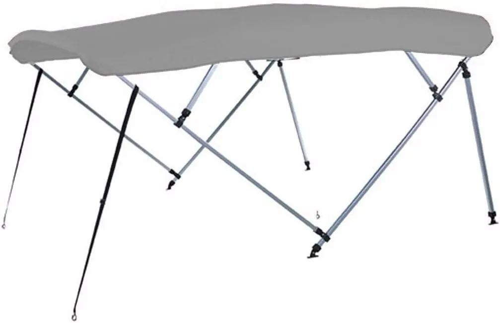7.6 oz Gray 4 Bow Square Tube Boat Bimini TOP with Running Light Cutout Sunshade Compatible for Starcraft STARDECK 236 STARLOUNGER STARPORT 2015