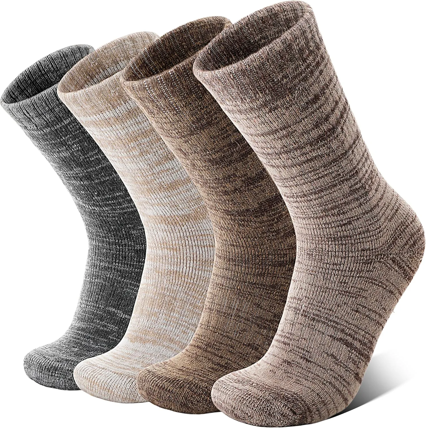 Anlisim Merino Wool Warm Boot Hiking Socks Thermal Extra Thick Winter Cozy Crew Comfy Cushioning Work Women Men Socks 4 Pairs
