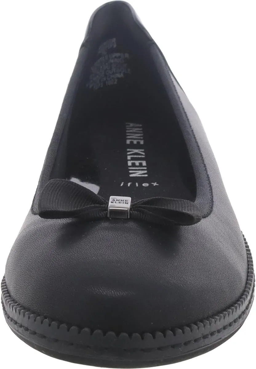 Anne Klein Womens Ember Faux Leather Round Toe Ballet Flats
