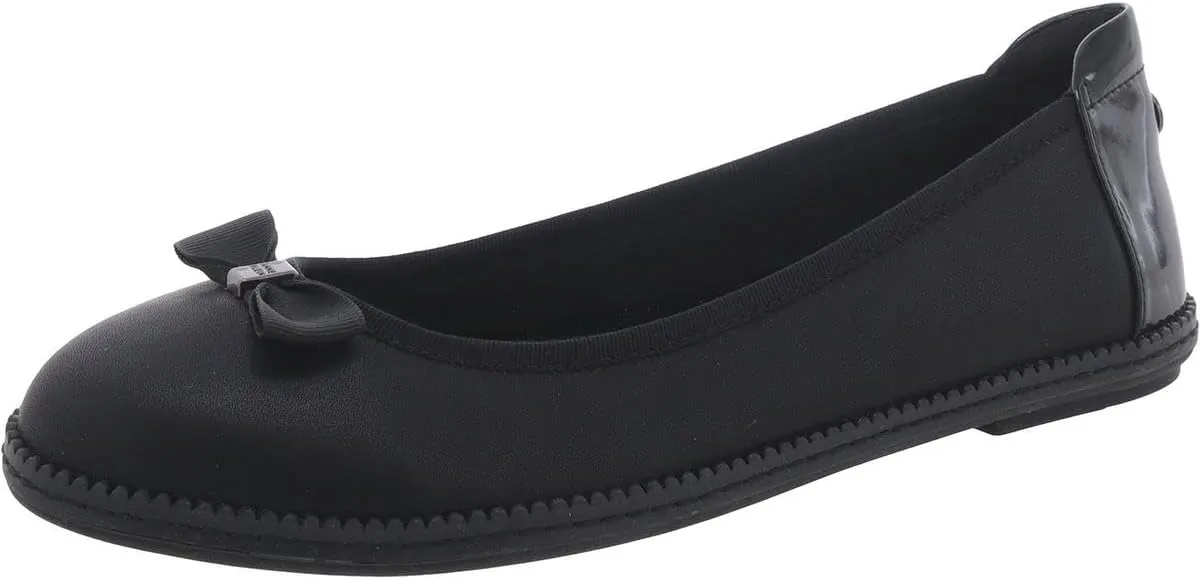 Anne Klein Womens Ember Faux Leather Round Toe Ballet Flats