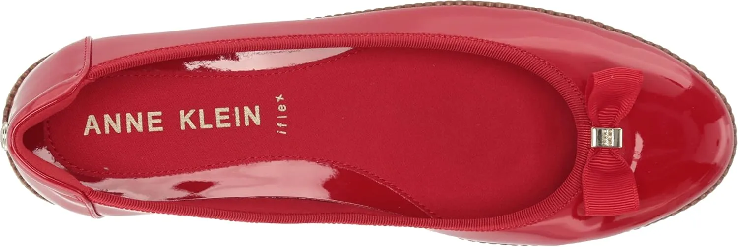 Anne Klein Womens Ember Faux Leather Round Toe Ballet Flats