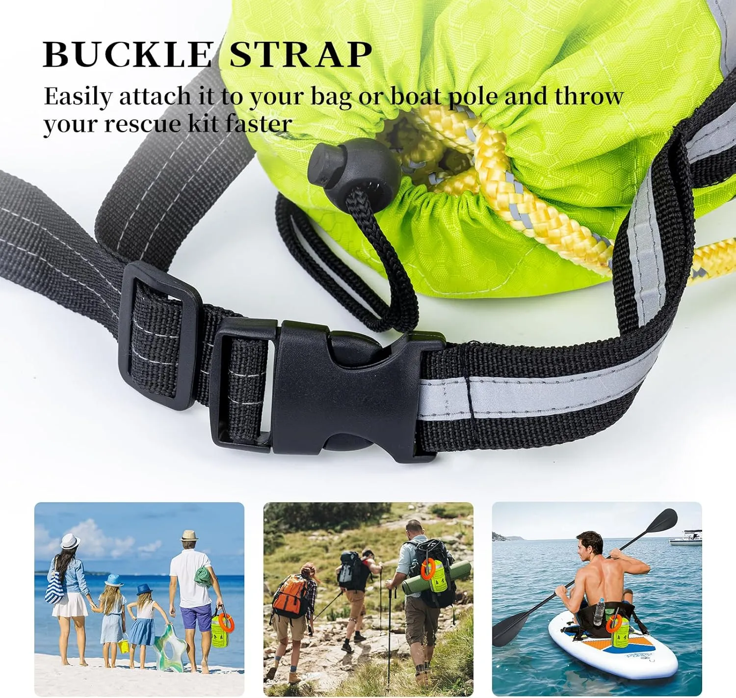 AOLEBA Water Rescue Throw Bag, Throwable Device with 8MM Reflective Throw Line,Tensile Strength Up to 1900Lbs Boating Equipment, Emergency Water Bag Safety Equipment for Kayaking Rafting