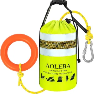 AOLEBA Water Rescue Throw Bag, Throwable Device with 8MM Reflective Throw Line,Tensile Strength Up to 1900Lbs Boating Equipment, Emergency Water Bag Safety Equipment for Kayaking Rafting