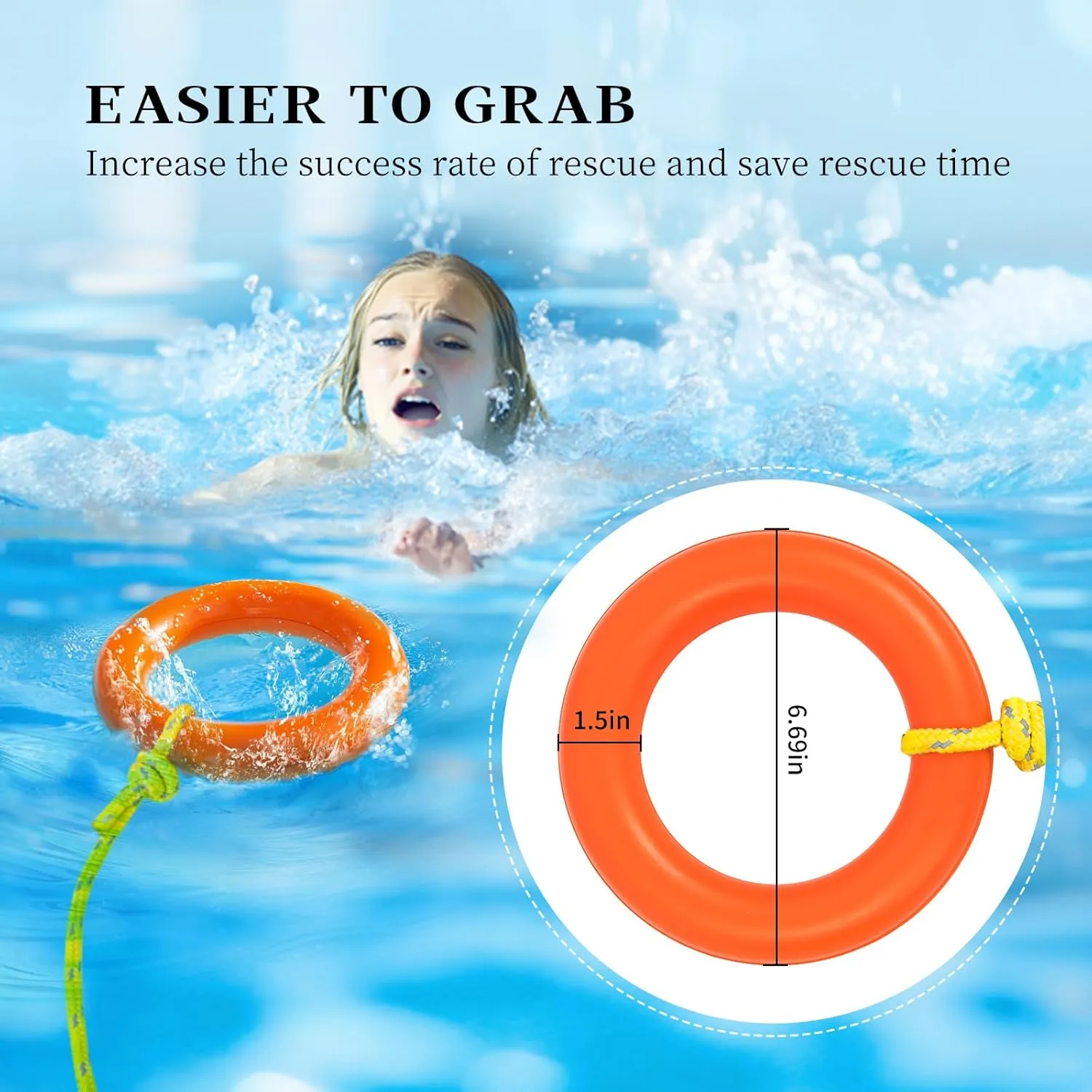 AOLEBA Water Rescue Throw Bag, Throwable Device with 8MM Reflective Throw Line,Tensile Strength Up to 1900Lbs Boating Equipment, Emergency Water Bag Safety Equipment for Kayaking Rafting