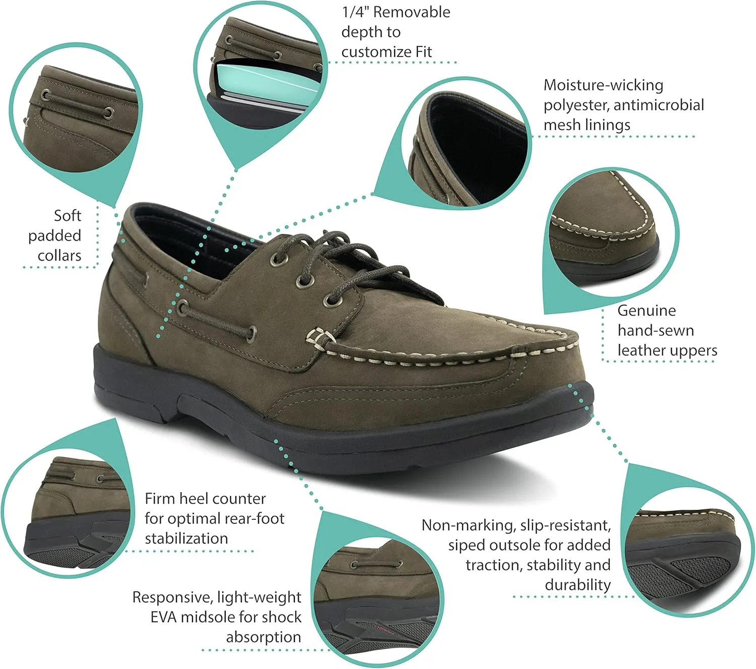 Apex Men's Orthopedic Boat Shoe - Dark Brown