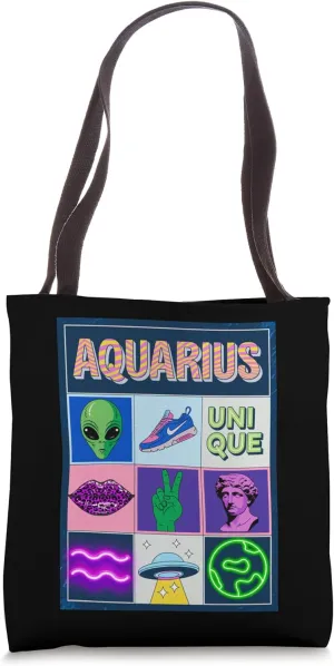 Aquarius Zodiac Unique Vibrant PopArt Alien Vibes Tote Bag