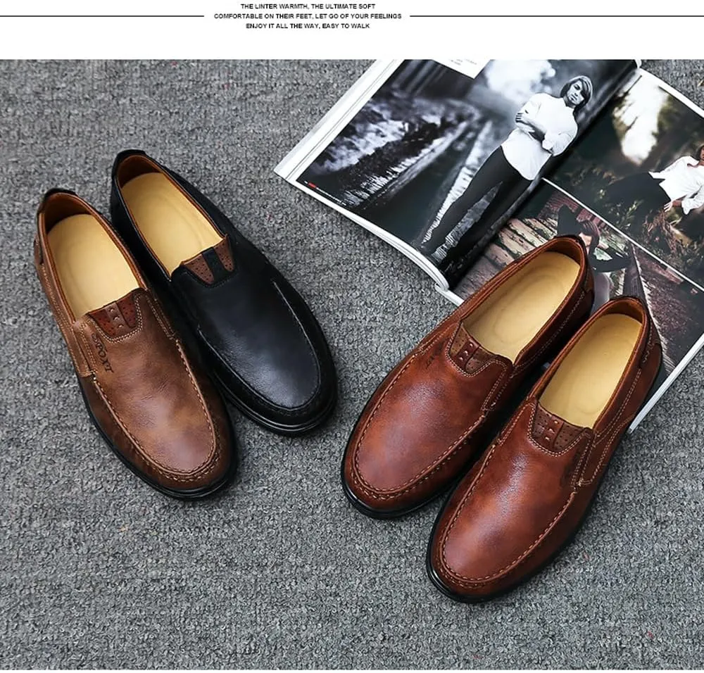 Asifn Men Casual Driving Shoes Leather Penny Loafers Slip Ons Outdoor Boat Walking Comfortable Walking Flats Breathable