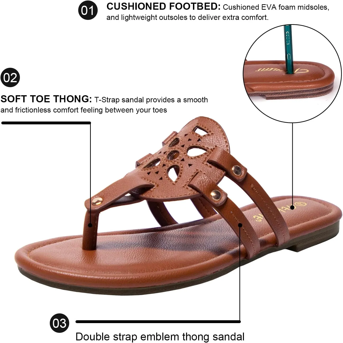 Athlefit Womens Flat Sandals Flip Flops Casual Slip on Comfortable Thong Beach Sandal for Women Dressy