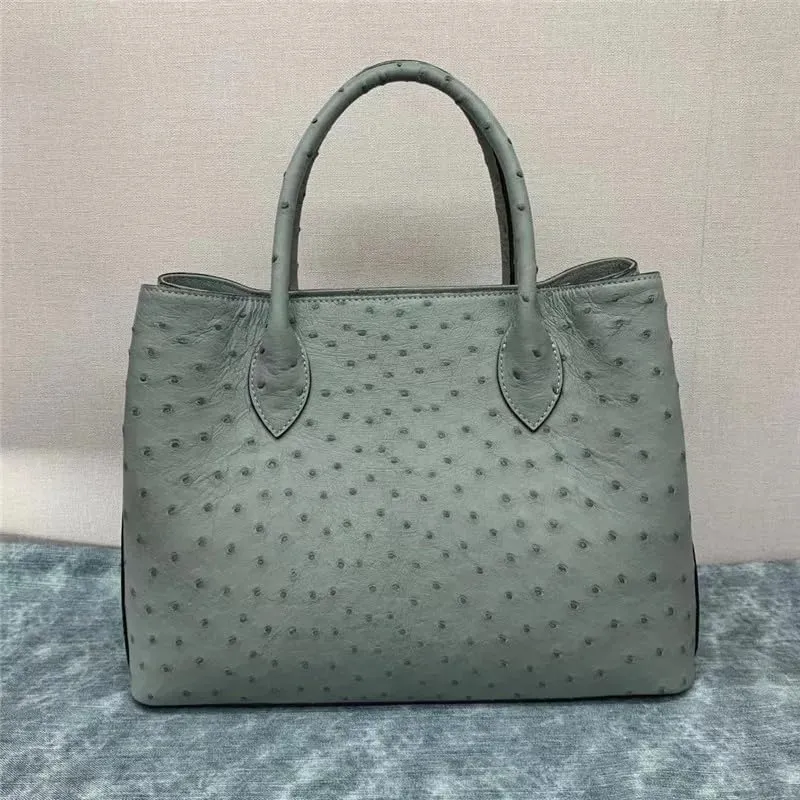 Authentic Real True Ostrich Skin Women's Totes Female Handbag Genuine Exotic Leather Lady Working Purse Large Shoulder Bag