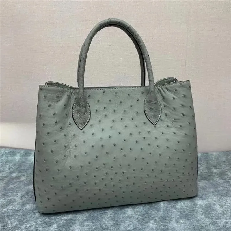 Authentic Real True Ostrich Skin Women's Totes Female Handbag Genuine Exotic Leather Lady Working Purse Large Shoulder Bag
