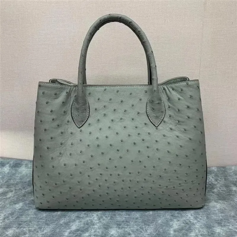 Authentic Real True Ostrich Skin Women's Totes Female Handbag Genuine Exotic Leather Lady Working Purse Large Shoulder Bag