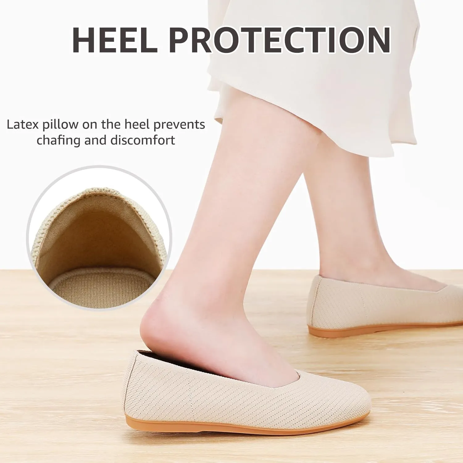 Bacia Women Flat Shoes Wide Toe Box Knit Ballet Flat Comfort Dressy Flat Shoes