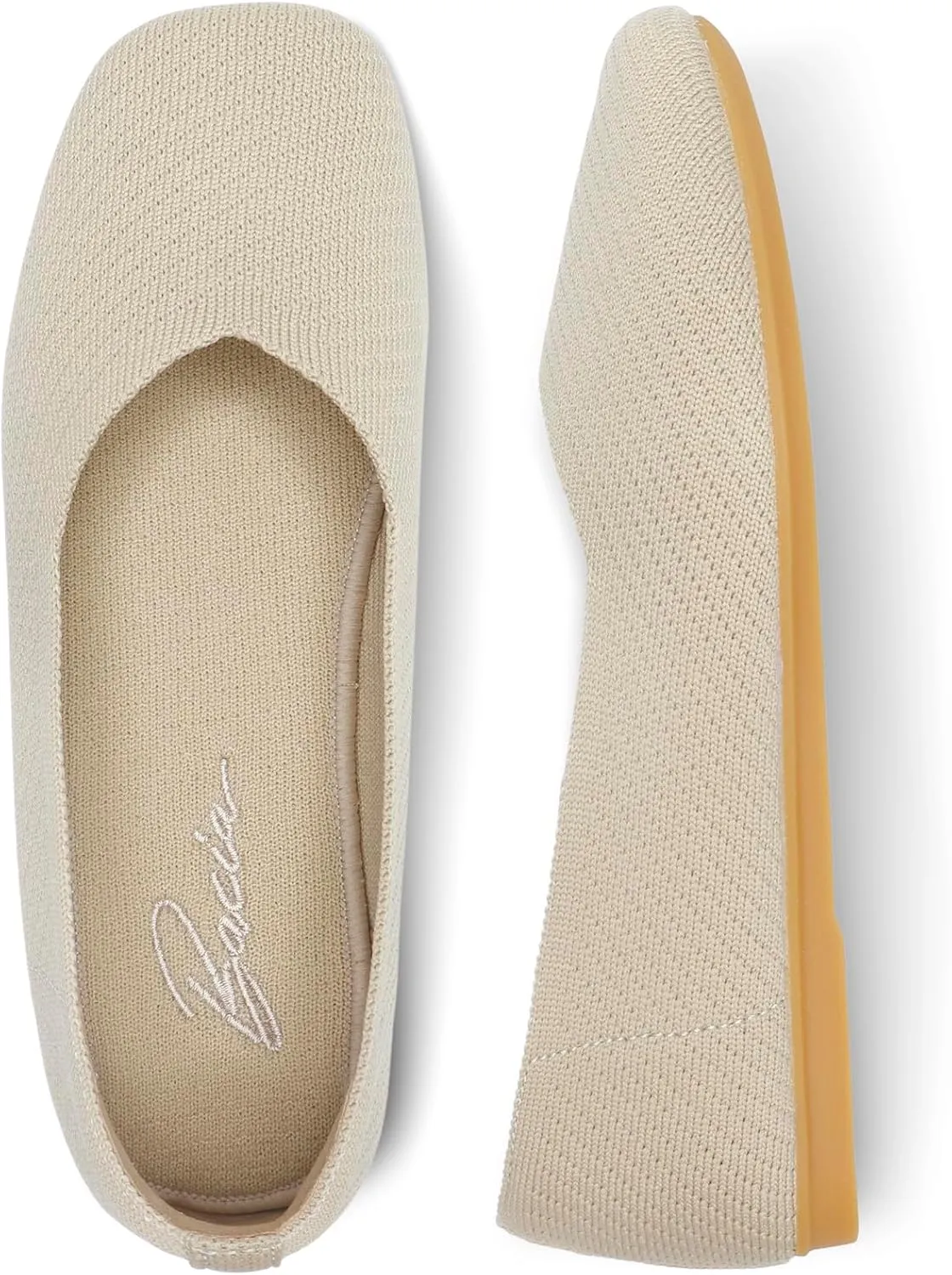 Bacia Women Flat Shoes Wide Toe Box Knit Ballet Flat Comfort Dressy Flat Shoes