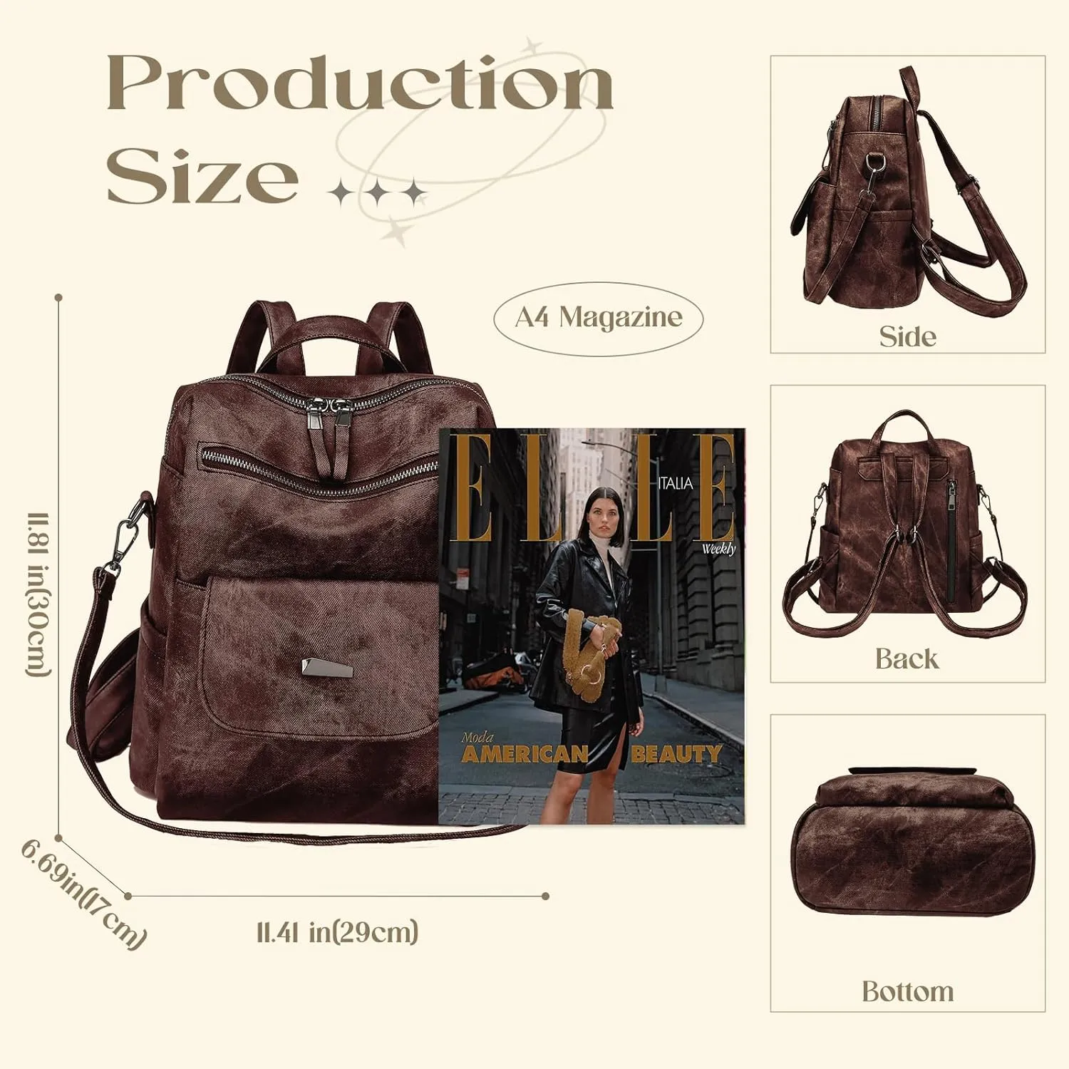 Backpack Purse for Women, Women Backpack Purse Small Leather Waterproof Anti-theft Shoulder Bags Handbags Ladies