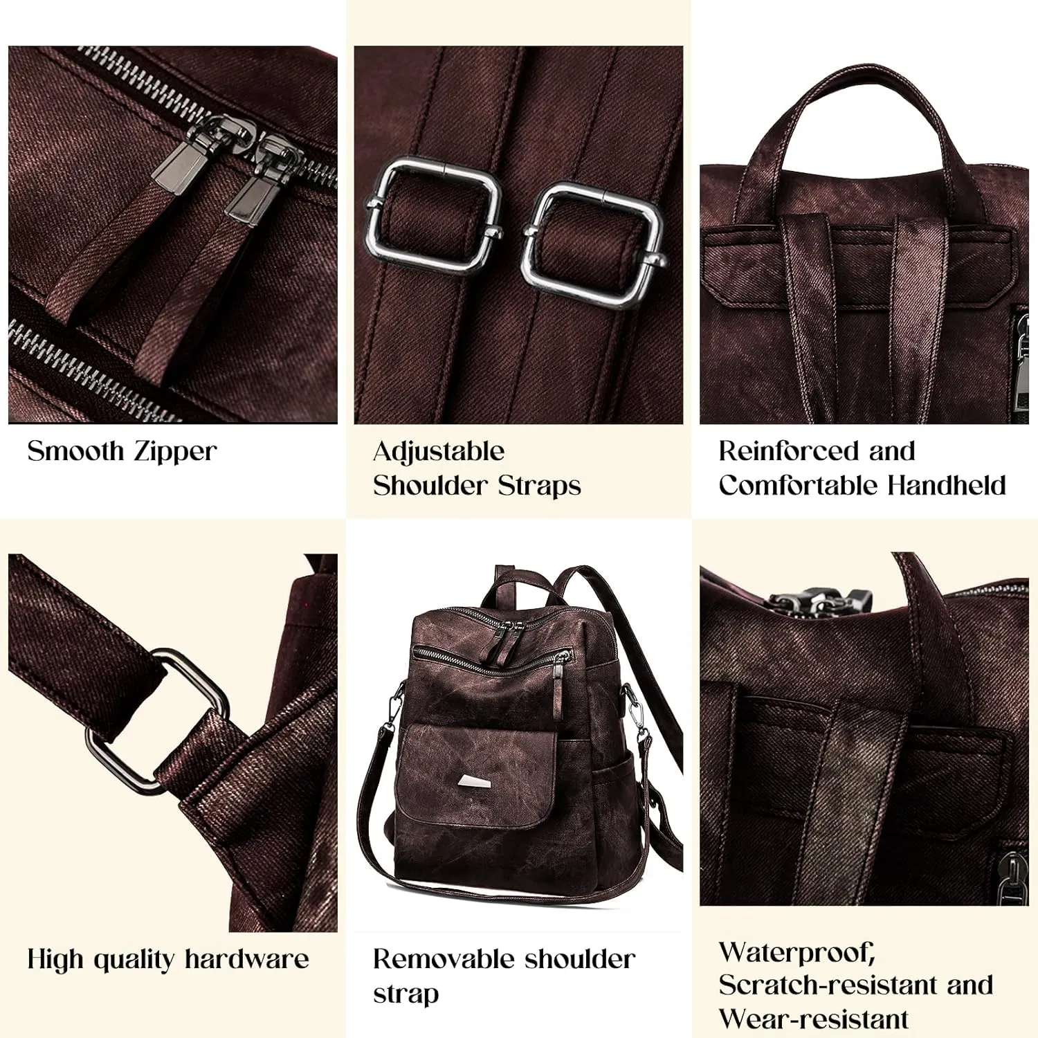 Backpack Purse for Women, Women Backpack Purse Small Leather Waterproof Anti-theft Shoulder Bags Handbags Ladies