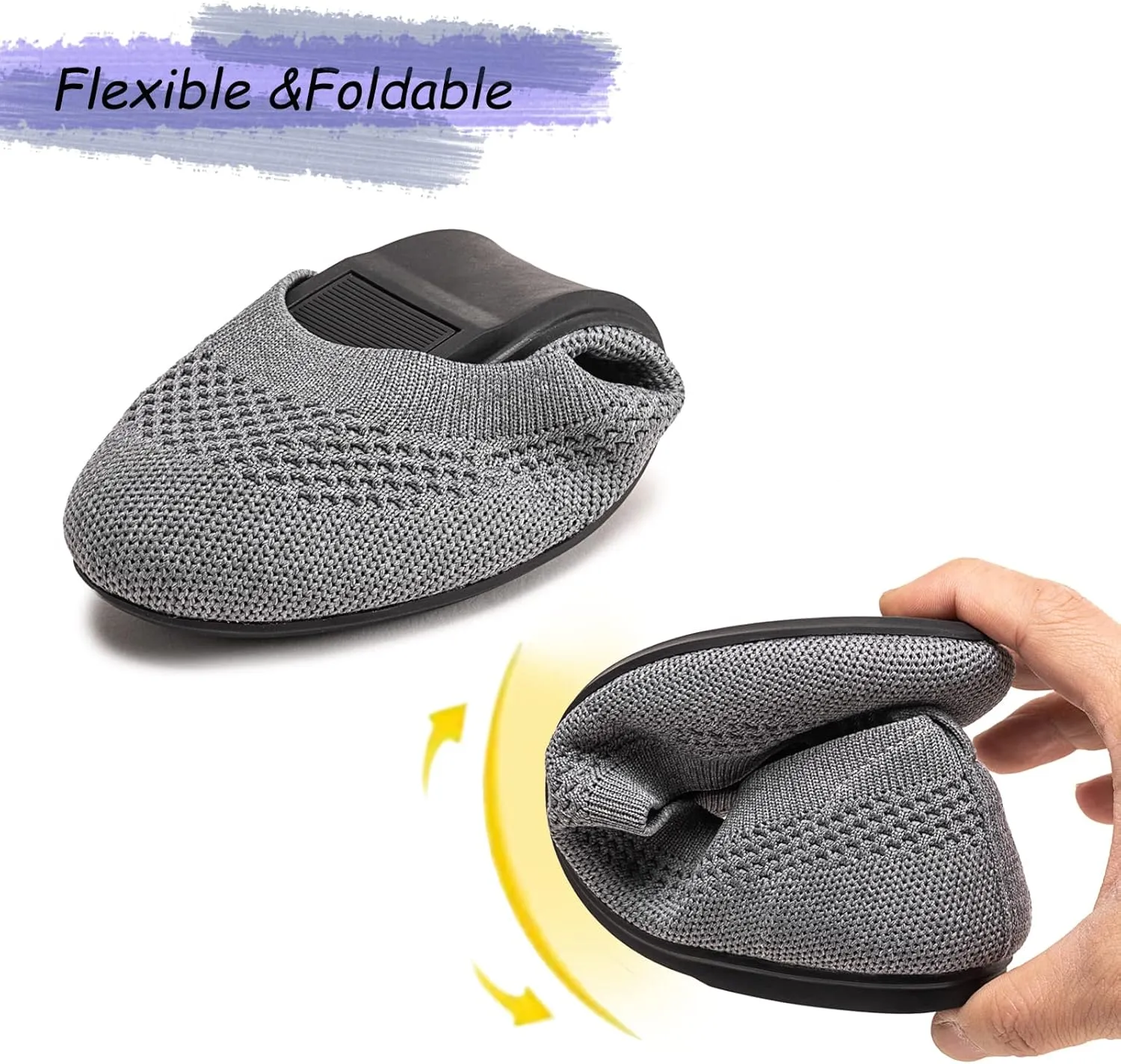 BEJINASH Ballet Flats for Women Soft Slip On Flat Shoes Knit Round Toe Work Flat Mesh Woman Walking Shoes Comfortable Casual