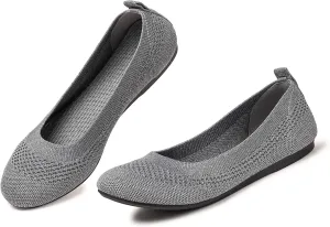 BEJINASH Ballet Flats for Women Soft Slip On Flat Shoes Knit Round Toe Work Flat Mesh Woman Walking Shoes Comfortable Casual