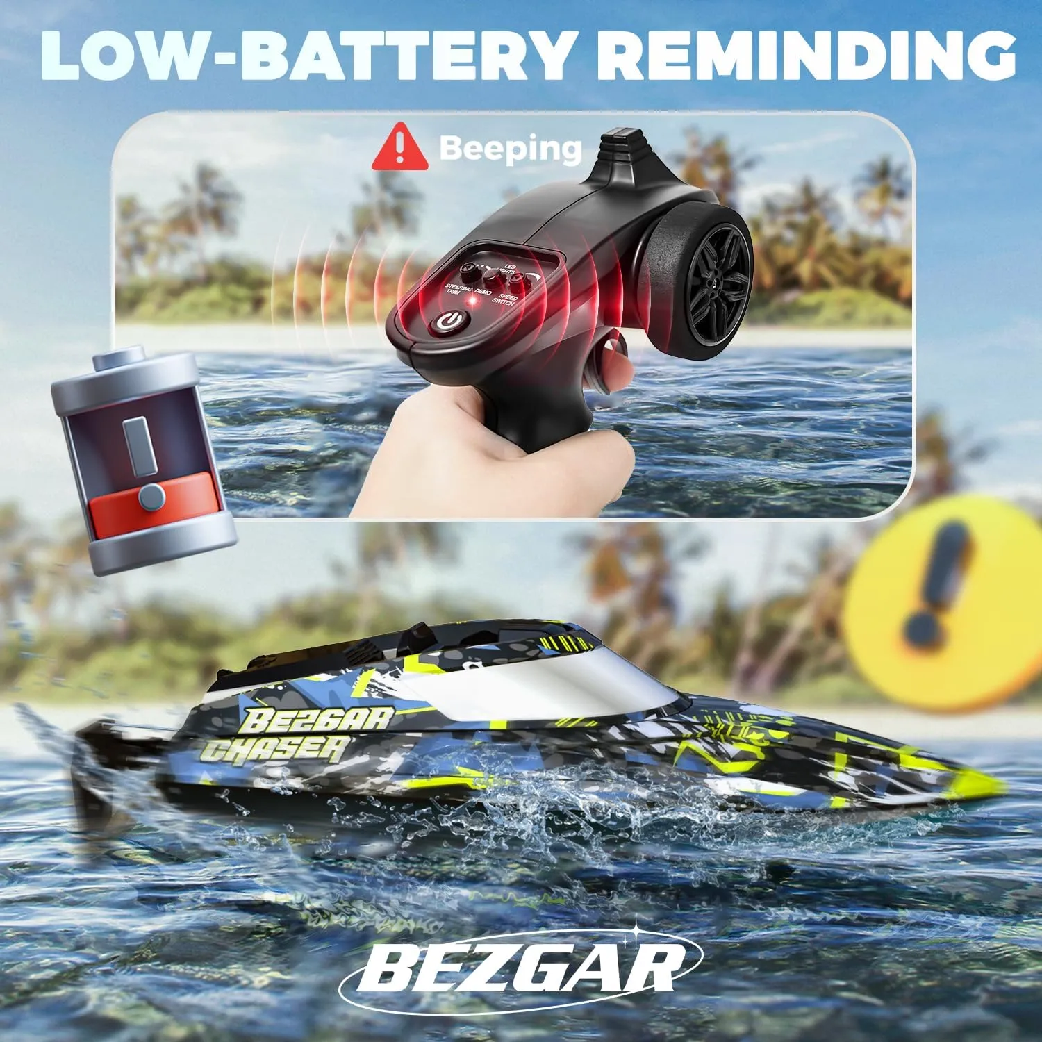 BEZGAR TX123 Remote Control Boats - Fast Speed RC Boat 32  KPH with A Portable Suitcase for Lakes & Pools & Salt Water, Summer Toys for Adults and Ideal Gifts for Kids Boys Age 6 7 8-12 Years Old