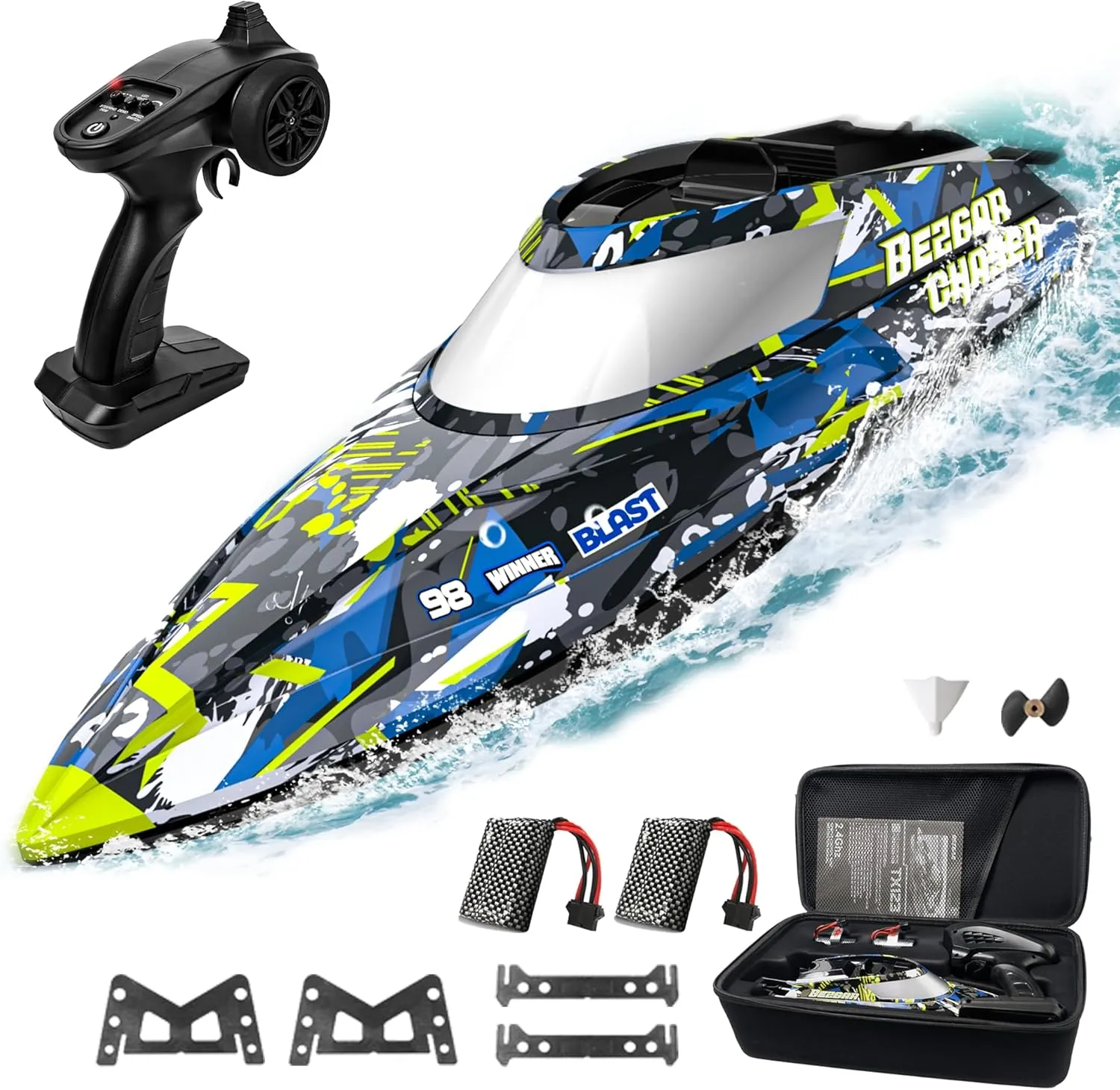 BEZGAR TX123 Remote Control Boats - Fast Speed RC Boat 32  KPH with A Portable Suitcase for Lakes & Pools & Salt Water, Summer Toys for Adults and Ideal Gifts for Kids Boys Age 6 7 8-12 Years Old