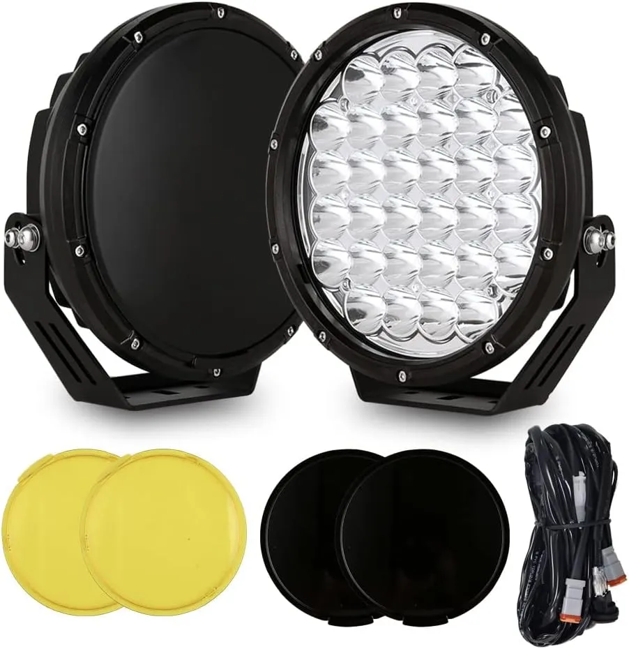 BIGLION.X 9 Inch Round LED Offroad Lights Pair 320W Amber Driving Lights Super Bright 48800LM Spot Lights Waterproof IP68 12V 24V for Pickup Trucks SUV UTV 4WD