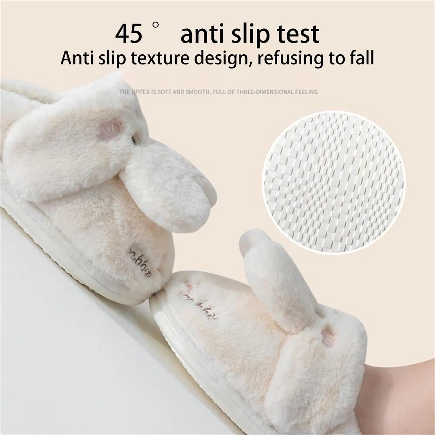Bunny Animal Slippers for Women and Men Cute Bow Fuzzy Fluffy Comfy Funny Furry Rabbit House Slipper for Indoor Outdoor