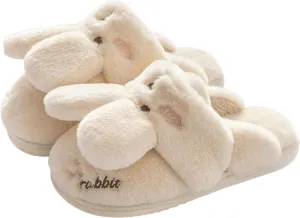 Bunny Animal Slippers for Women and Men Cute Bow Fuzzy Fluffy Comfy Funny Furry Rabbit House Slipper for Indoor Outdoor