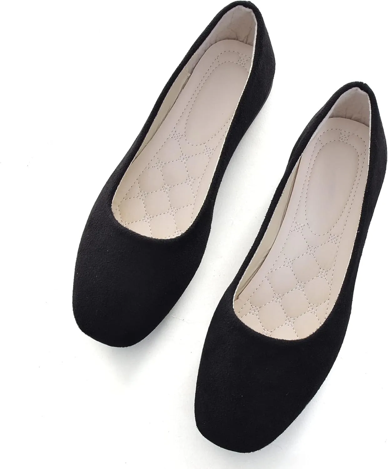 ChaiRong Zhou Women Square Toe Ballets Flats Comfort Slip On Walking Shoes for Driving