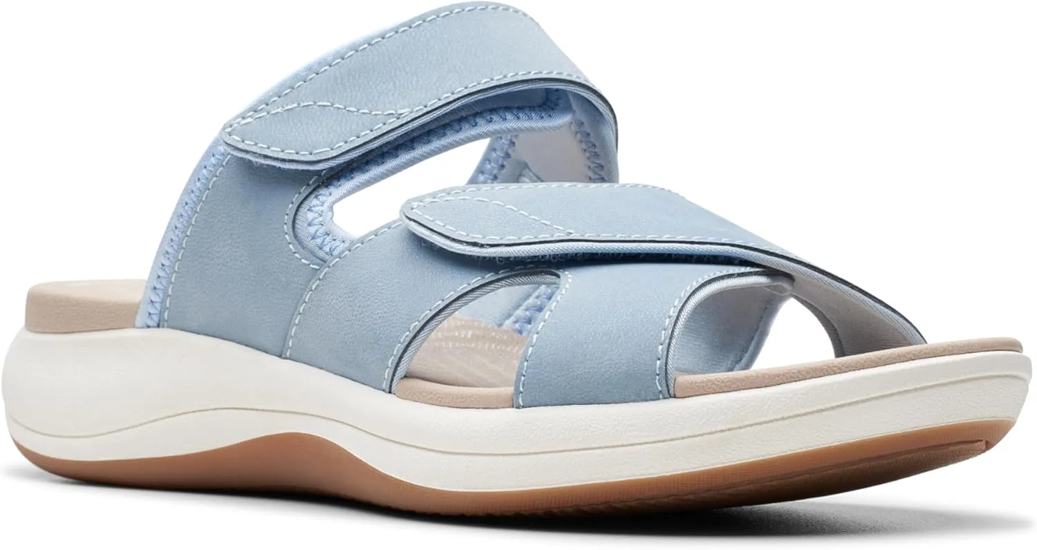 Clarks Women's Mira Ease Slide Sandal, Denim Blue Textile, 8.5