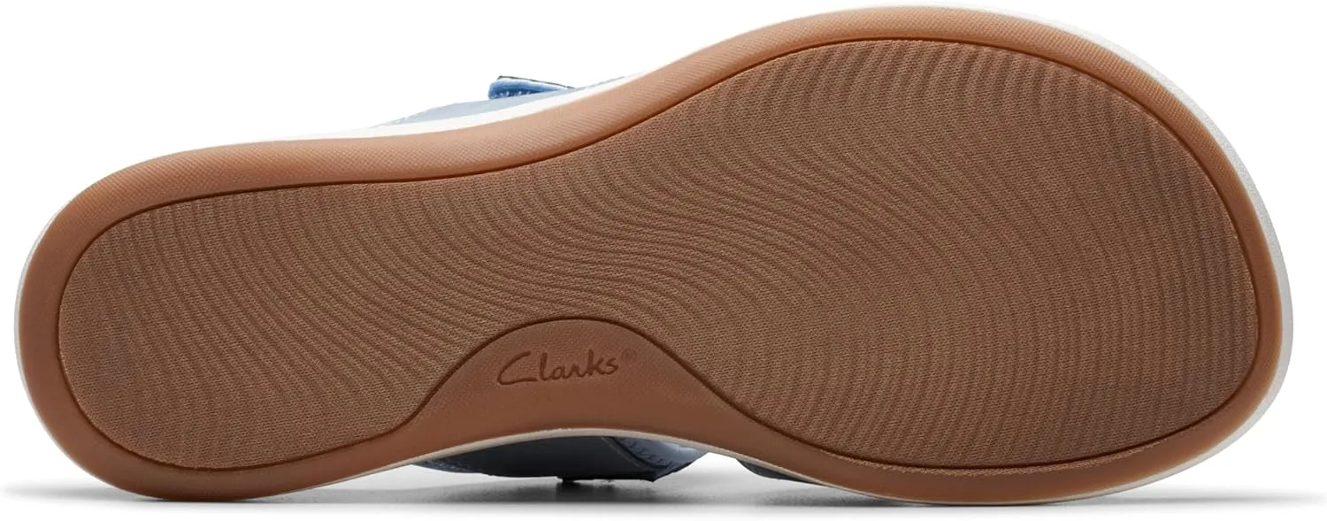 Clarks Women's Mira Ease Slide Sandal, Denim Blue Textile, 8.5