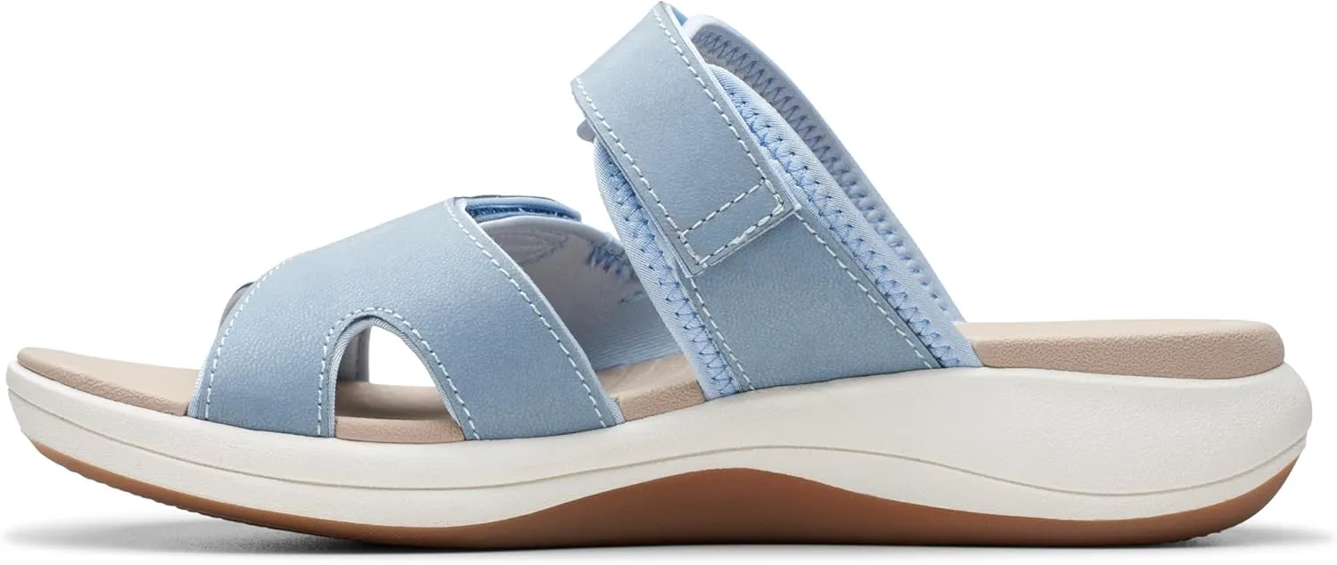 Clarks Women's Mira Ease Slide Sandal, Denim Blue Textile, 8.5