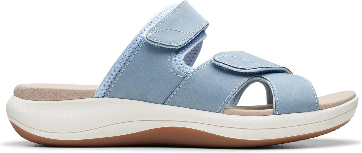 Clarks Women's Mira Ease Slide Sandal, Denim Blue Textile, 8.5