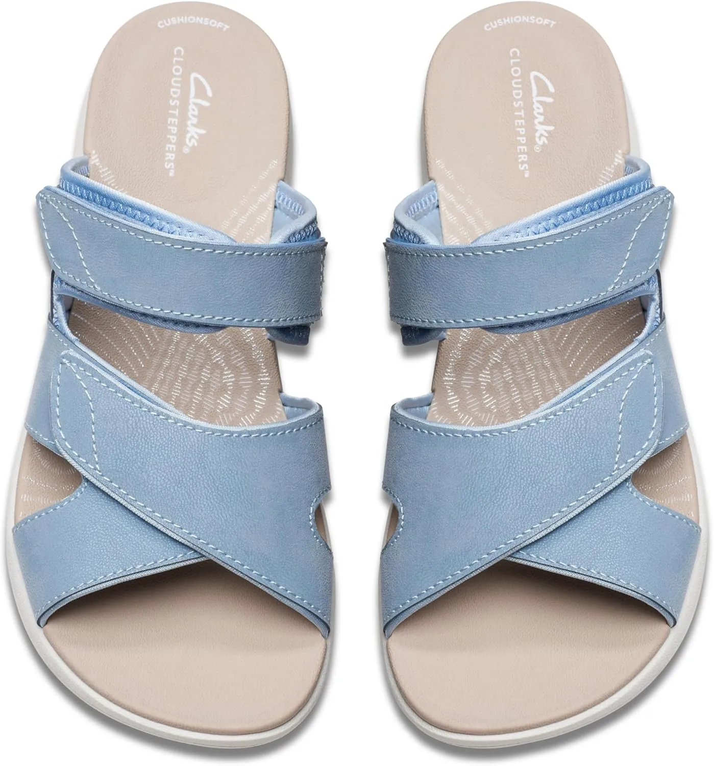Clarks Women's Mira Ease Slide Sandal, Denim Blue Textile, 8.5