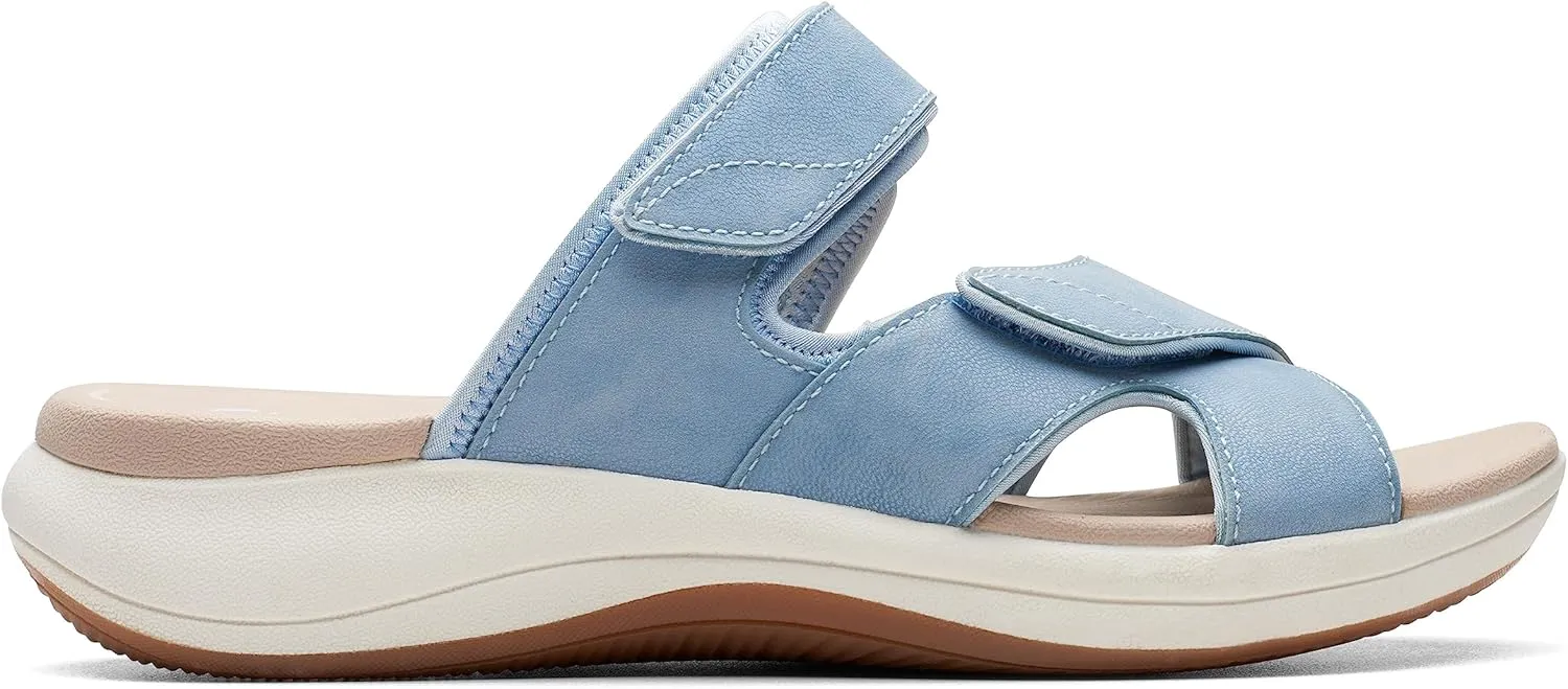 Clarks Women's Mira Ease Slide Sandal, Denim Blue Textile, 8.5