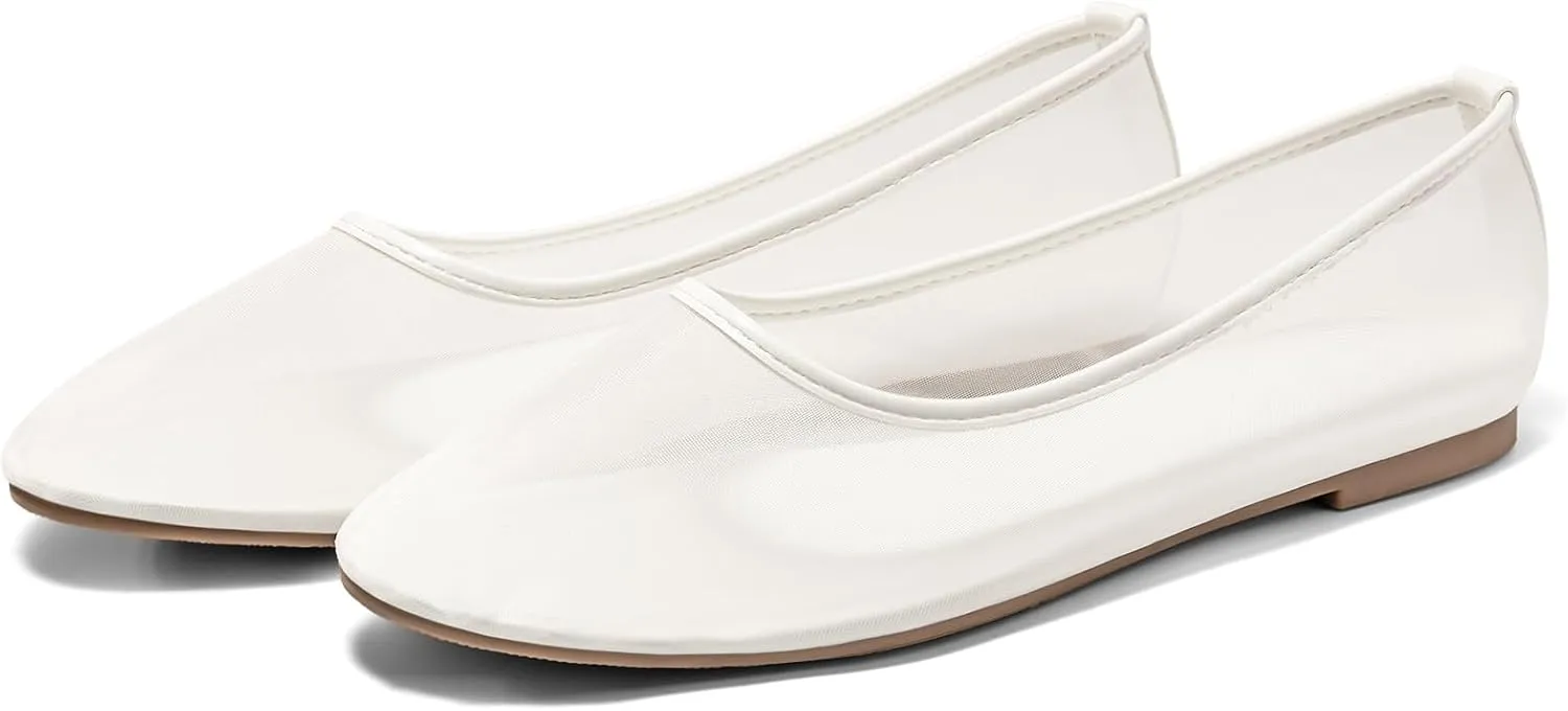 Coutgo Womens Mesh Ballet Flats Slip on Ballerina Flats Comfortable Casual Work Dress Shoes