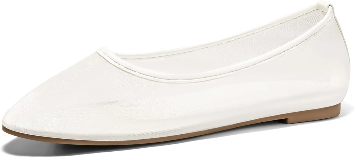 Coutgo Womens Mesh Ballet Flats Slip on Ballerina Flats Comfortable Casual Work Dress Shoes