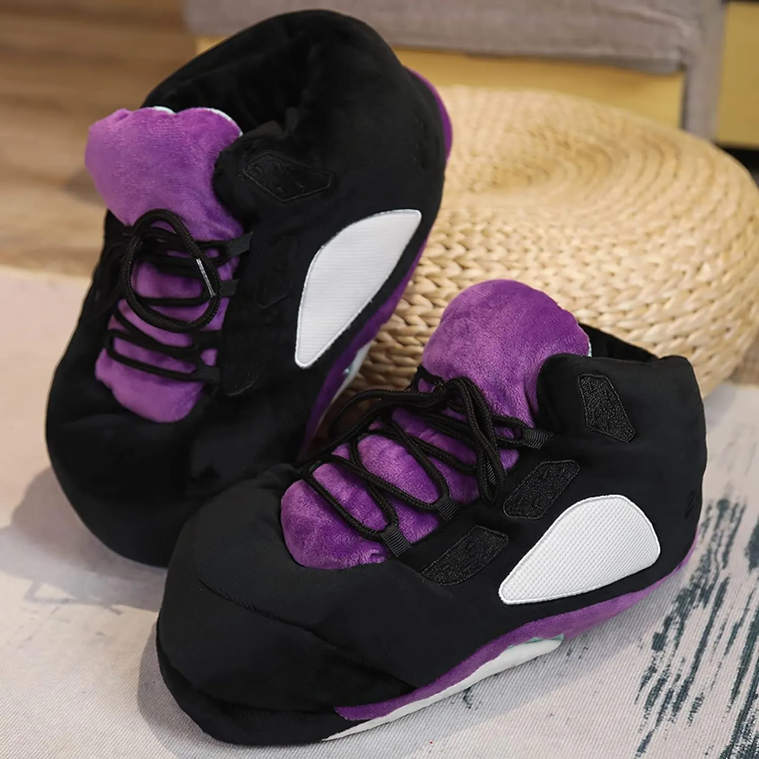 Cozy Unisex Sneaker Slippers - Trendy, Comfy Kicks for Indoors with Non-Slip Soles, Soft Plush & One-Size Fits Most