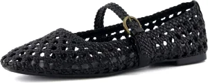 CUSHIONAIRE Weston Women’s Hand Woven Dressy Ballet Flats – Faux Leather Mary Jane with Adjustable Strap & Memory Foam