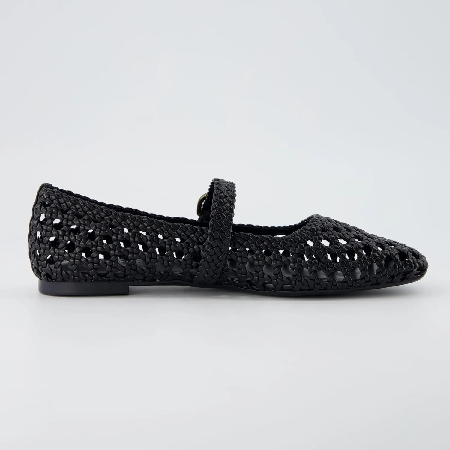 CUSHIONAIRE Weston Women’s Hand Woven Dressy Ballet Flats – Faux Leather Mary Jane with Adjustable Strap & Memory Foam