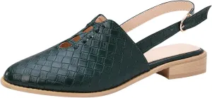 Cutout Sandal for Women Fashion Pointed Toe Closed Toe Weave Strap Buckle Casual Flat Sandalias Summer Comfortable Low Heel Slides Mules Shoes