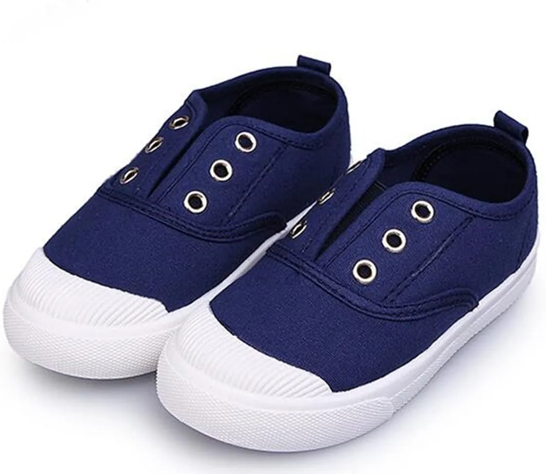 DADAWEN Boy's Girl's Canvas Light Weight Slip-On Sneakers Running Shoe