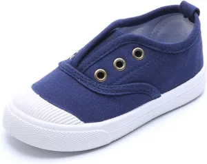 DADAWEN Boy's Girl's Canvas Light Weight Slip-On Sneakers Running Shoe