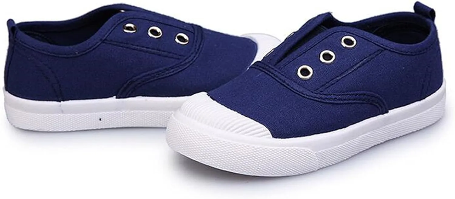 DADAWEN Boy's Girl's Canvas Light Weight Slip-On Sneakers Running Shoe