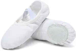 Danzcue Ballet Shoes for Girls-Soft Canvas/PU Leather Dance Slippers with Non-Slip Soles, Ideal Ballet Flats for Toddlers and Kids