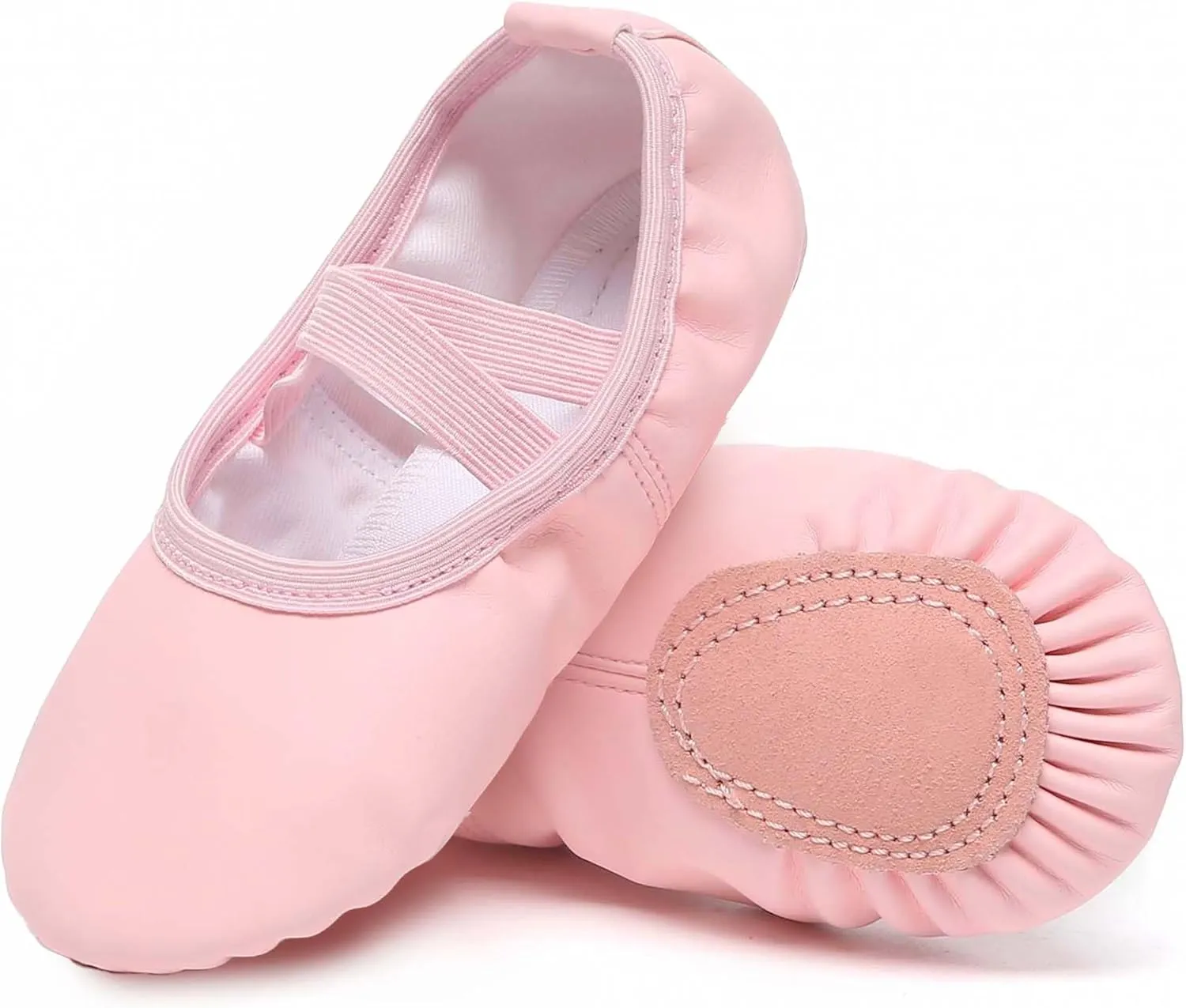 Danzcue Ballet Shoes for Girls-Soft Canvas/PU Leather Dance Slippers with Non-Slip Soles, Ideal Ballet Flats for Toddlers and Kids