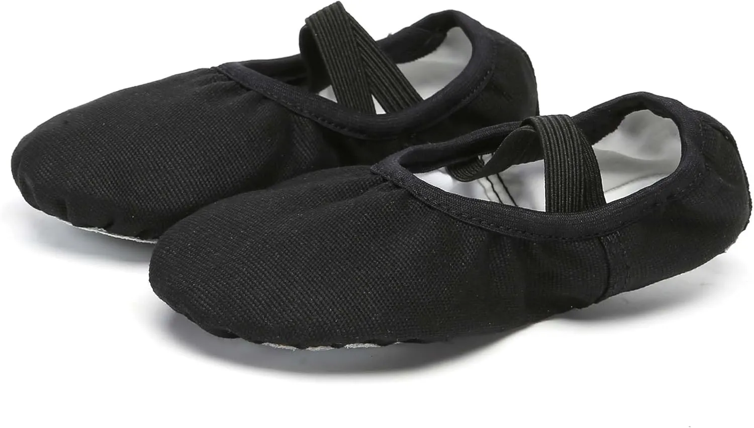 Danzcue Ballet Shoes for Girls-Soft Canvas/PU Leather Dance Slippers with Non-Slip Soles, Ideal Ballet Flats for Toddlers and Kids